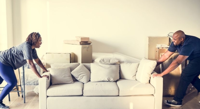 Couple moving into new house
